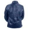Men Blue Genuine Leather Trucker Jacket