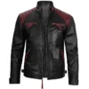 Men Quilted Cafe Racer Leather Jacket