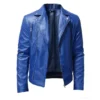 Men Sports Brando Blue Leather Jacket