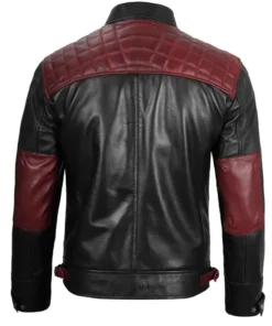 Mens Quilted Cafe Racer Leather Jacket