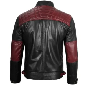 Mens Quilted Cafe Racer Leather Jacket