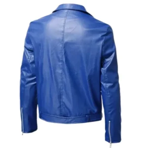 Mens Sports Brando Blue Leather Jacket