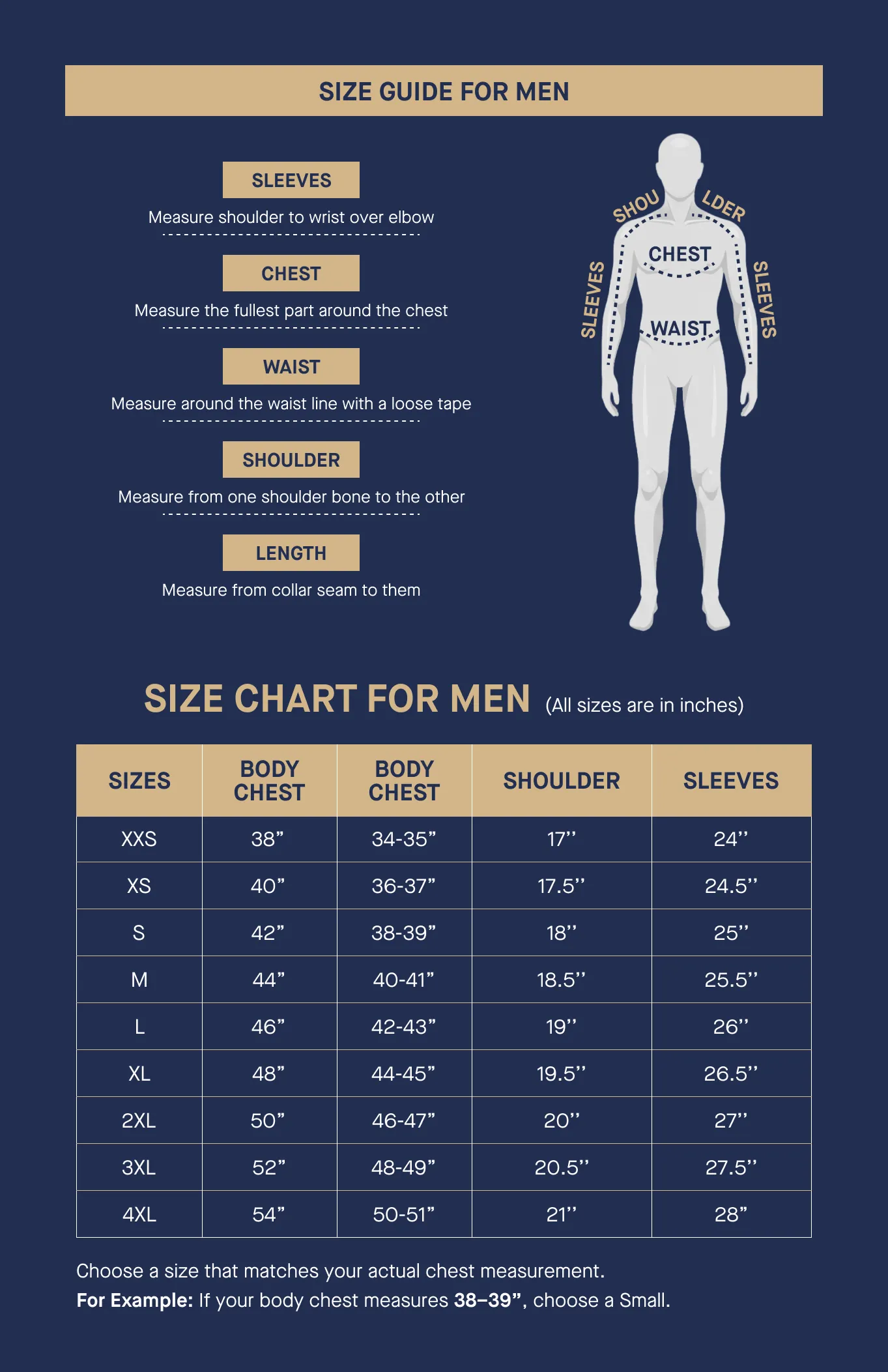 Nyoshopping Size Guide For Men