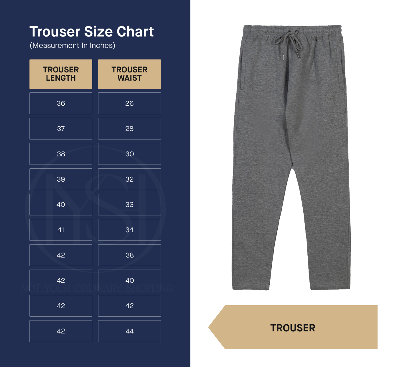 Trouser Size Chart For Nyoshopping