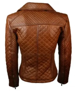 Women Quilted Brown Leather Jacket