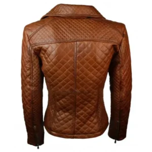 Women Quilted Brown Leather Jacket
