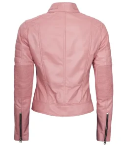 Womens Pink Cafe Racer Leather Jacket
