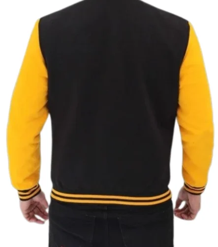 Men Black and Yellow Baseball Jacket