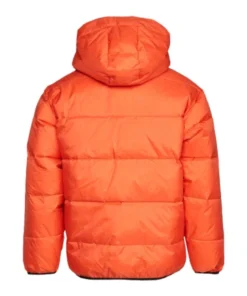 Men Orange Hooded Puffer Jacket