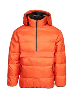 Orange Hooded Puffer Jacket