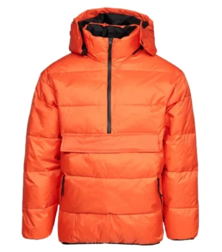 Orange Hooded Puffer Jacket