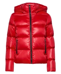Winter Red Puffer Hooded Jacket