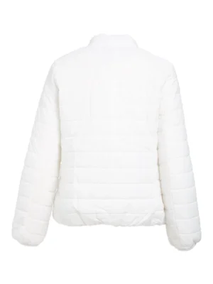 Women White Puffer Leather Jacket
