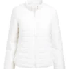 Women White Puffer PU Leather Jacket