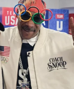 Team USA 2026 Snoop White Bomber Satin Jacket