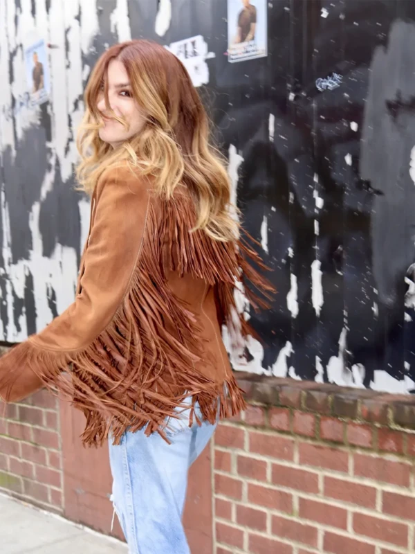 Aya Cash Brown Fringe Jacket L