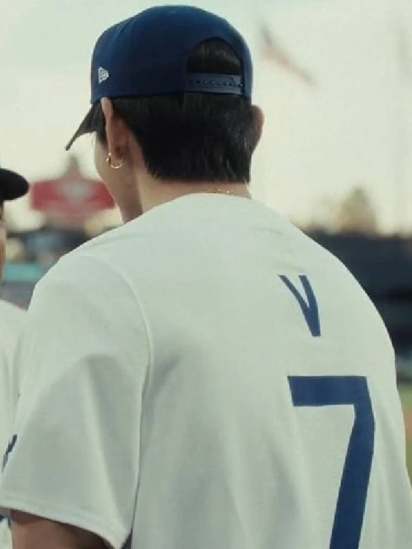 BTS The Return 2026 Kim Taehyung Short Sleeves Dodgers White Jersey