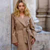 Florence Pugh Rome Brown Long Coat First