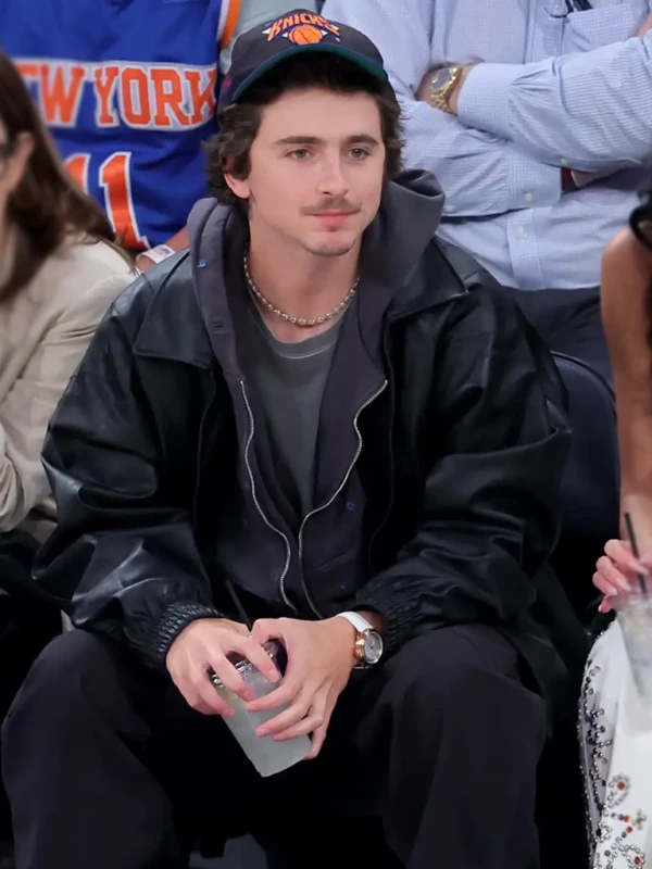 Knicks Playoff Courtside Date Timoth e Chalamet Jacket