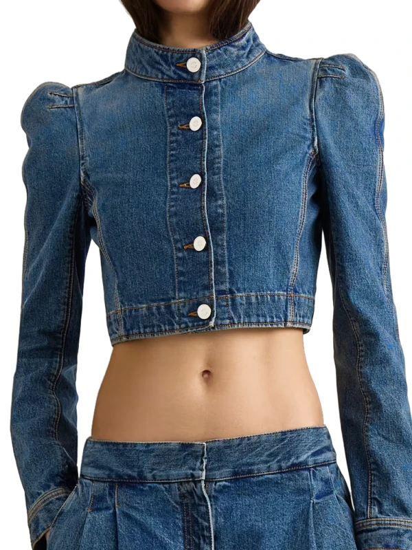 Madrid Naomi Campbell Blue Cropped Jacket F