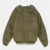 Battle on the Beach S05 Angelinas Olive Cropped Puffer Jacket For Sale