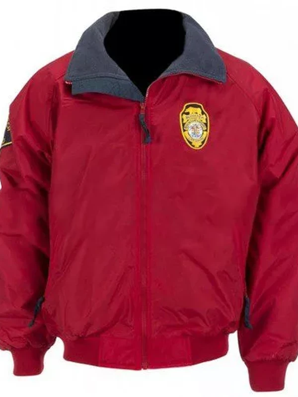 Baywatch David Hasselhoff Lifeguard Bomber Red Jacket jpg