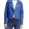 Ladies Light Blue Moto Jacket