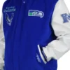 Seattle Seahawks Blue And White Throwback Varsity Jacket