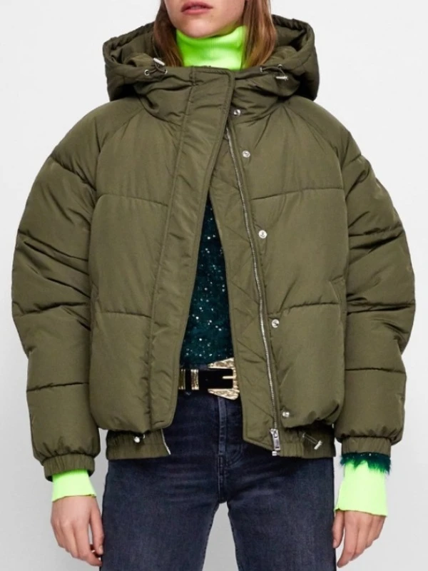 TV Series Battle on the Beach Season 5 Angelinas Olive Cropped Puffer Jacket Unisex