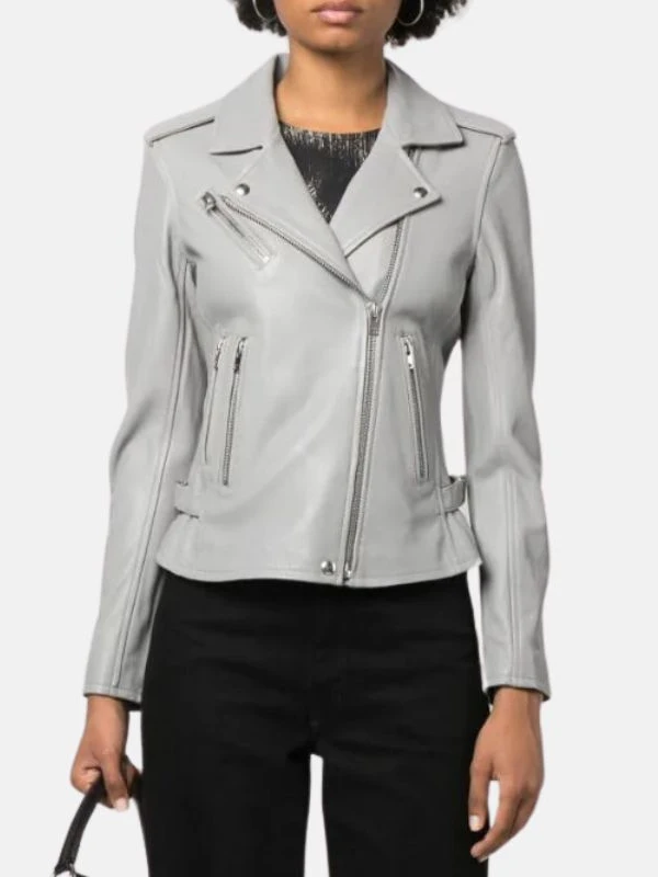 ashley biker grey leather jacket women 090d0d17 15fb 421c 8d79 660eea046dc6