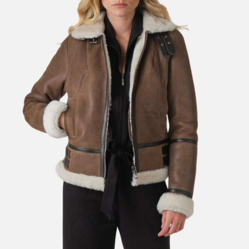 brown leather jacket womens